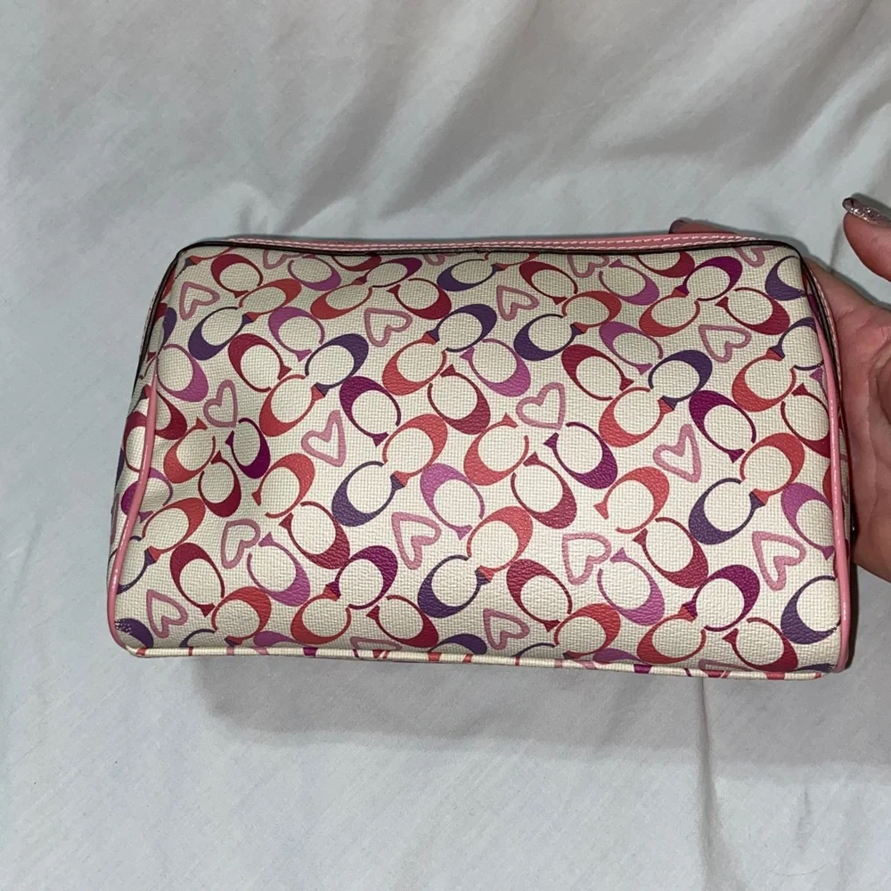 Vintage Gorgeous Coach Heritage Tattersall Bias Hearts logo cosmetic bag